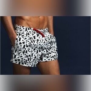 FRANK DANDY Black and White Swim Shorts